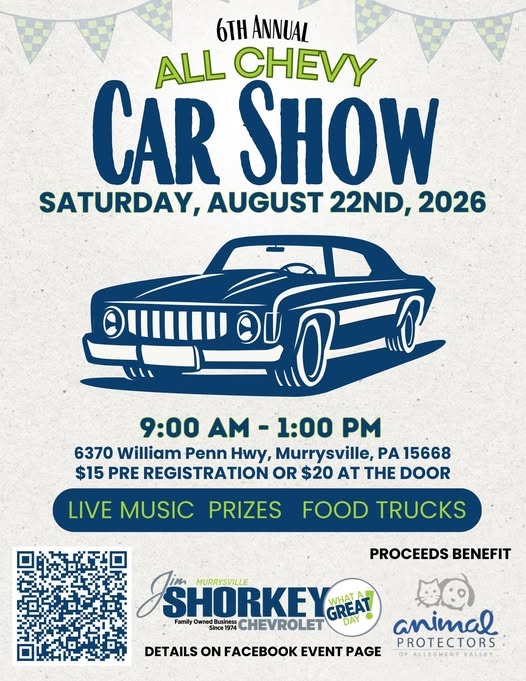 Shorkey Chevrolet 6th Annual All Chevy Car Show event at Shorkey Chevrolet in Murrysville, PA on August 22, 2026