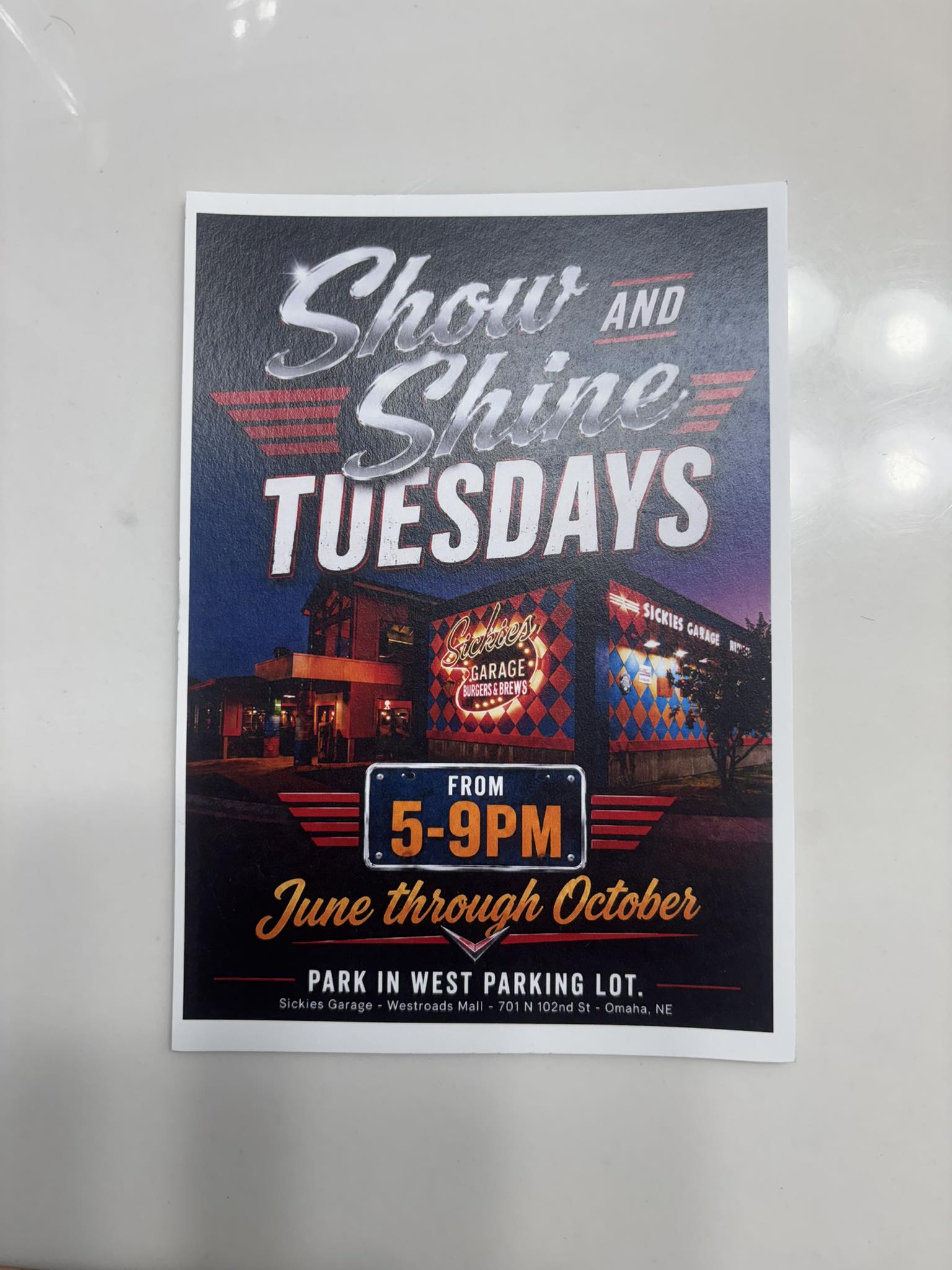 Show and Shine Tuesdays event at Sickies Garage in Omaha, NE on June 2, 2026