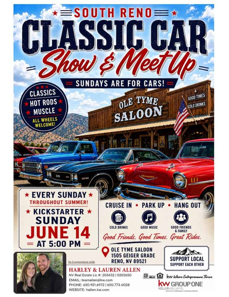 South Reno Classic Car Show & Meet up event at Ole Tyme Saloon in Reno, NV on June 14, 2026