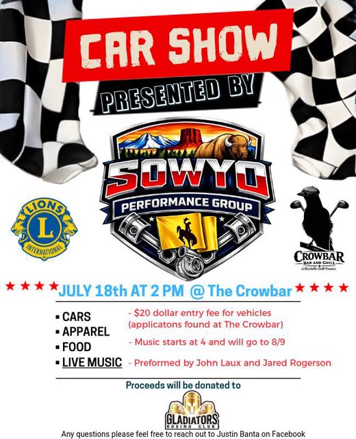SoWyo Performance Group Car Show event at The Crowbar in Laramie, WY on July 18, 2026