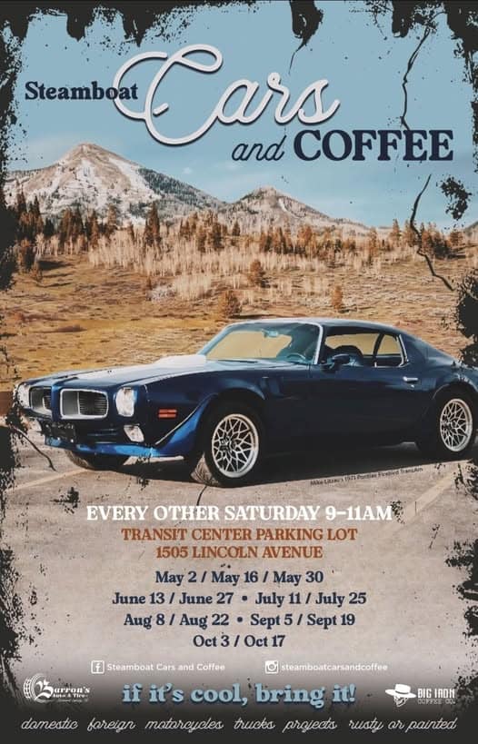 Steamboat Cars and Coffee event at Steamboat Transit Center in Steamboat Springs, CO on June 27, 2026