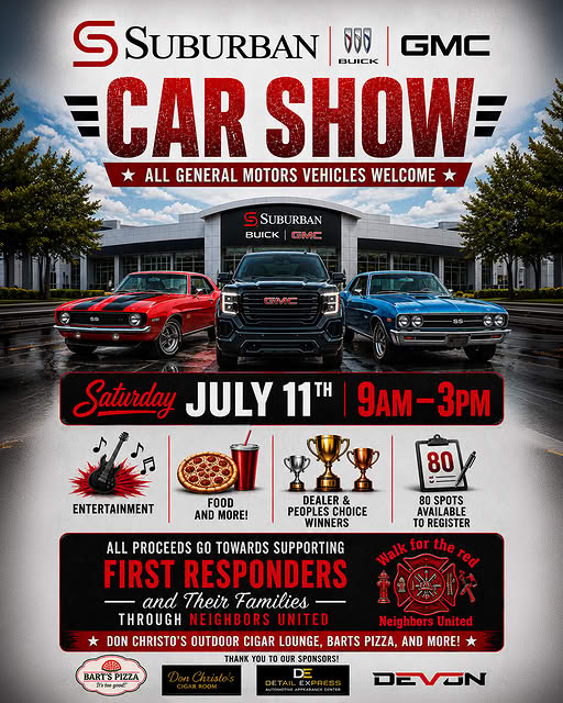Suburban Buick GMC Car Show event at Suburban Buick GMC in Troy, MI on July 11, 2026