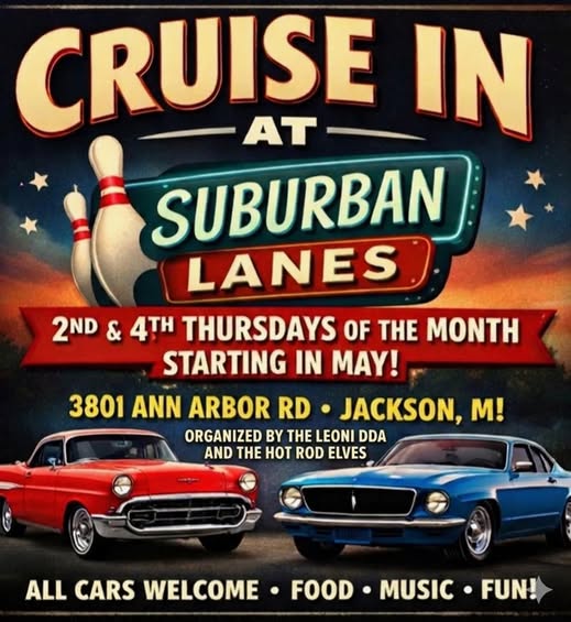 Suburban Lanes Cruise in event at Suburban Lanes in Jackson, MI on June 25, 2026