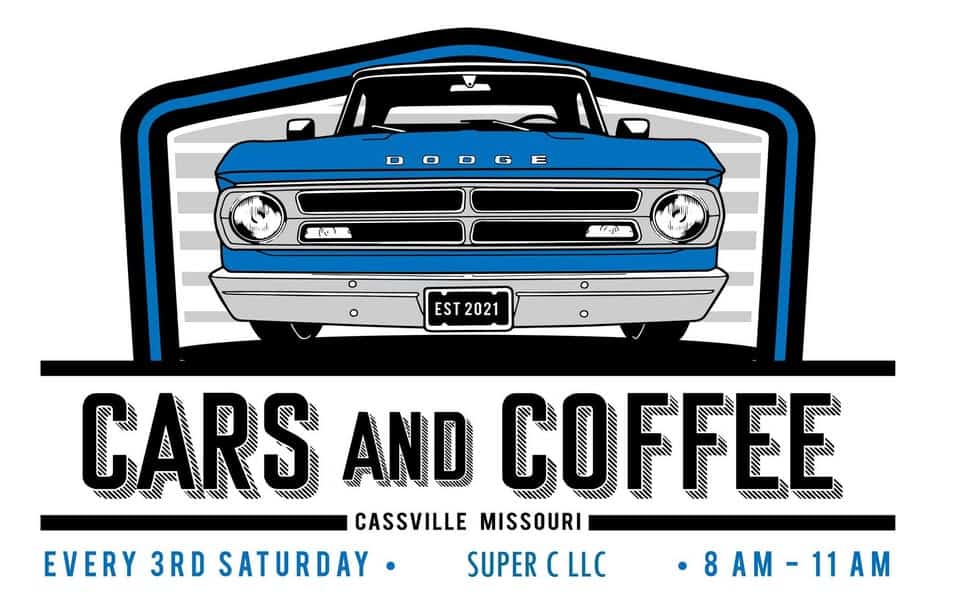Super C LLC Cars and Coffee event at Super C Media Blasting and Powder Coating in Cassville, MO on June 20, 2026