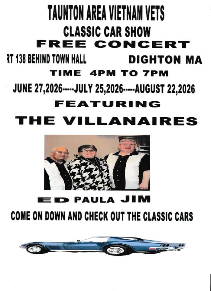 Taunton Area Vietnam Vets Classic Car Show & Concert event at Dighton Town Hall in Dighton, MA on June 27, 2026