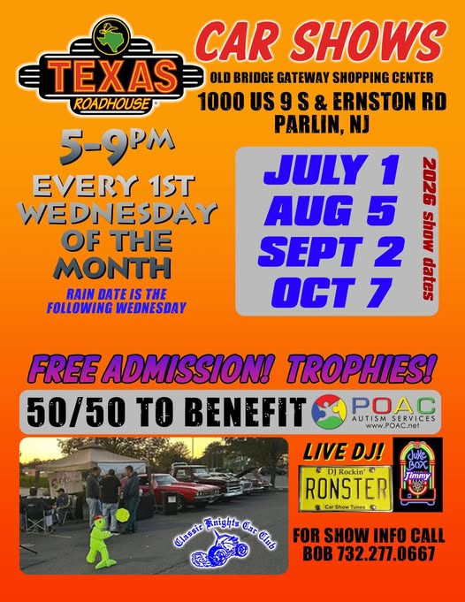 Texas Roadhouse Car Shows event at Old Bridge Gateway Shopping Center in Parlin, NJ on July 2, 2026