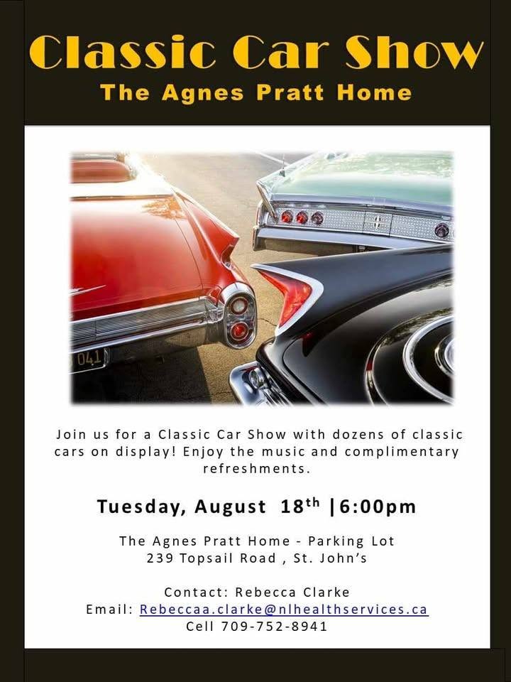 The Agnes Pratt Home Classic Car Show event at The Agnes Pratt Home in St. John's, NL on August 18, 2026