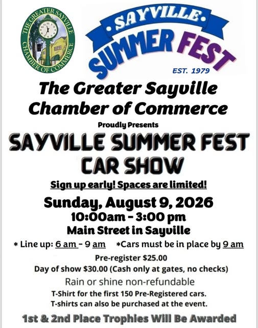 The Greater Sayville Chamber of Commerce Sayville Summer Fest Car Show event at Main Street in Sayville in Sayville, NY on August 9, 2026