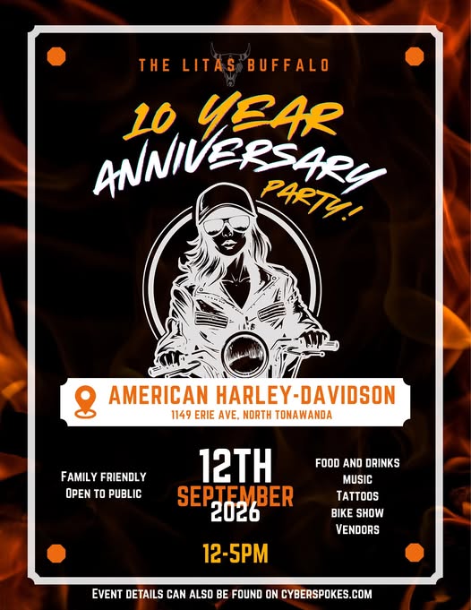 The Litas Buffalo 10 Year Anniversary Party event at American Harley-Davidson in North Tonawanda, NY on September 12, 2026