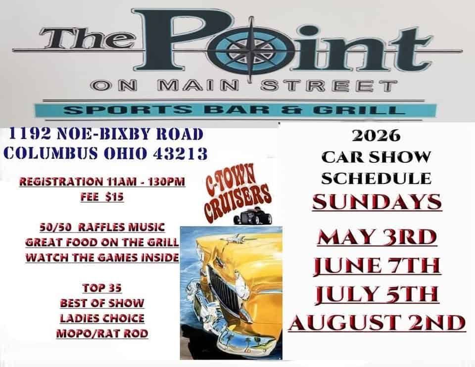 The Point on Main Car Show with the C-Town Cruisers event at The Point on Main Street in Columbus, OH on June 7, 2026