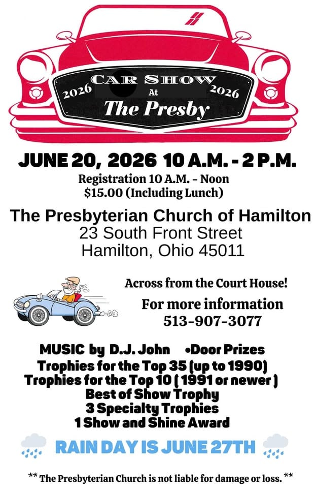 The Presby Car Show event at The Presbyterian Church of Hamilton in Hamilton, OH on June 20, 2026