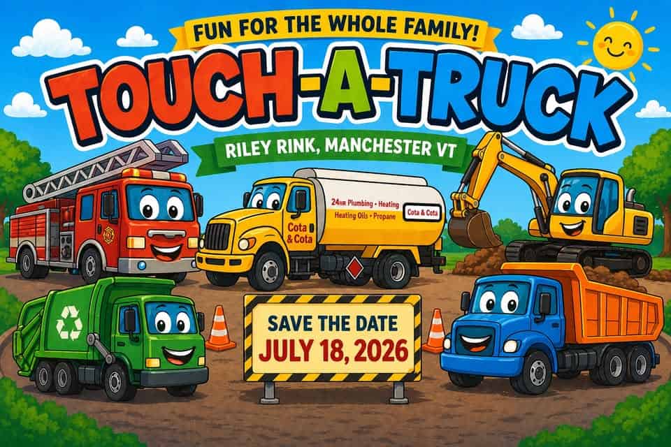 Touch-A-Truck Manchester VT event at Riley Rink at Hunter Park in Manchester Center, VT on July 18, 2026