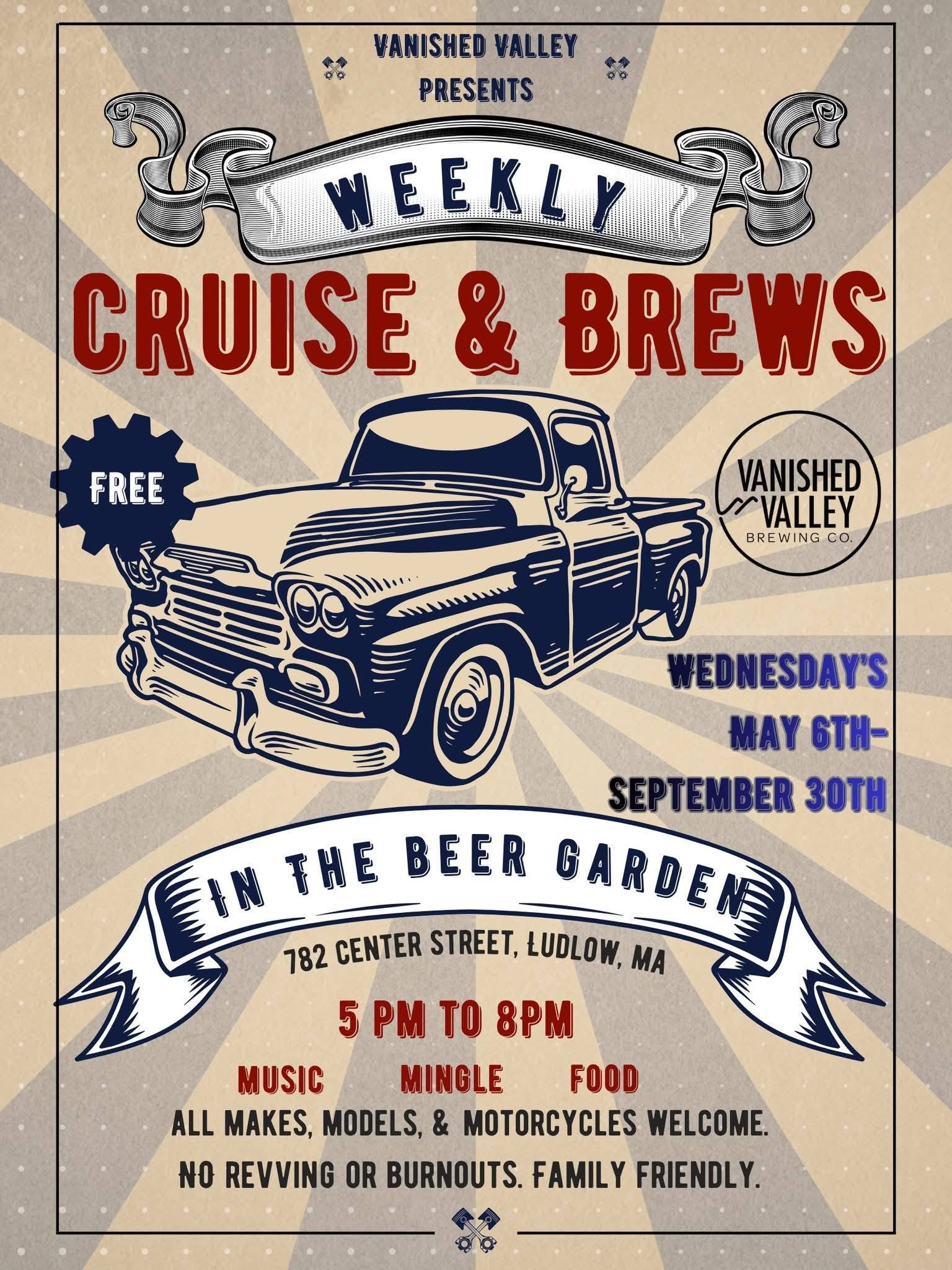 Vanished Valley Weekly Cruise & Brews event at Vanished Valley Brewing Co. in Ludlow, MA on June 24, 2026
