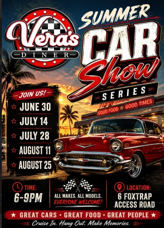 Vera's Diner Summer Car Show Series event at 6 Foxtrap Access Road in Conception Bay South, NL on June 30, 2026