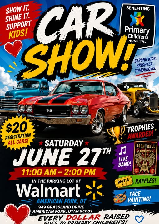 Walmart American Fork Car Show event at Walmart in American Fork, UT on June 27, 2026
