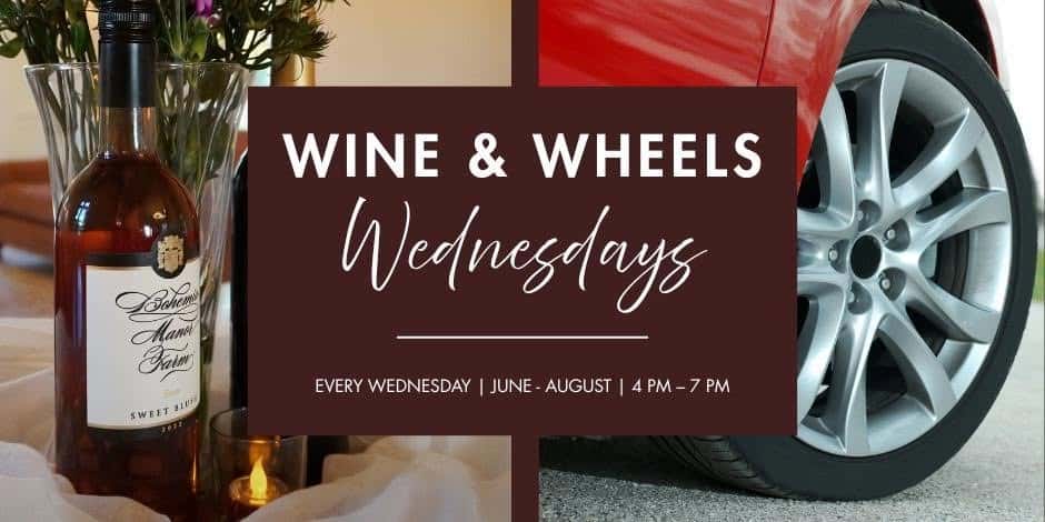 Wine & Wheels Wednesdays event at Bohemia Manor Farm in Chesapeake City, MD on July 1, 2026