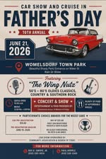 Womelsdobf Town Park Father's Day Car Show and Cruise in event at Womelsdobf Town Park in Womelsdorf, PA on June 21, 2026