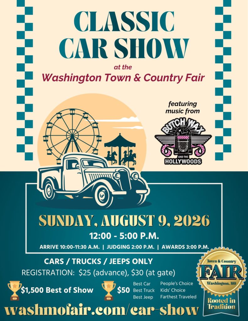 Classic Car Show at Washington Town & Country Fair event at Washington Town & Country Fair in Washington, MO on August 9, 2026