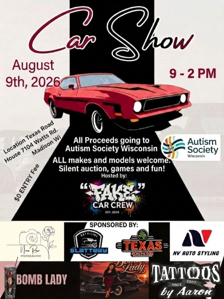 Car Crew Car Show event at Texas Roadhouse in Madison, WI on August 9, 2026
