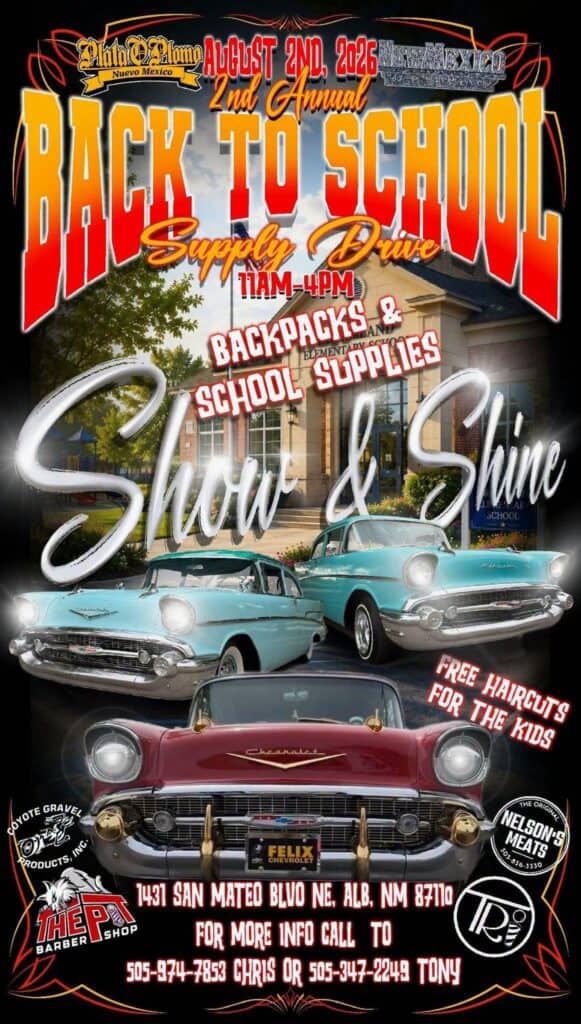 Felix Chevrolet 2nd Annual Back to School Supply Drive Car Show event at Felix Chevrolet in Albuquerque, NM on August 2, 2026