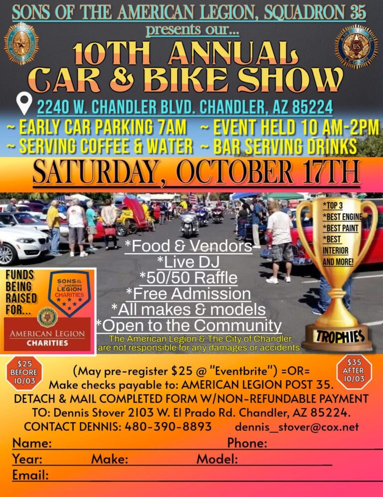Sons of the American Legion Squadron 35 10th Annual Car & Bike Show car show in Chandler, AZ