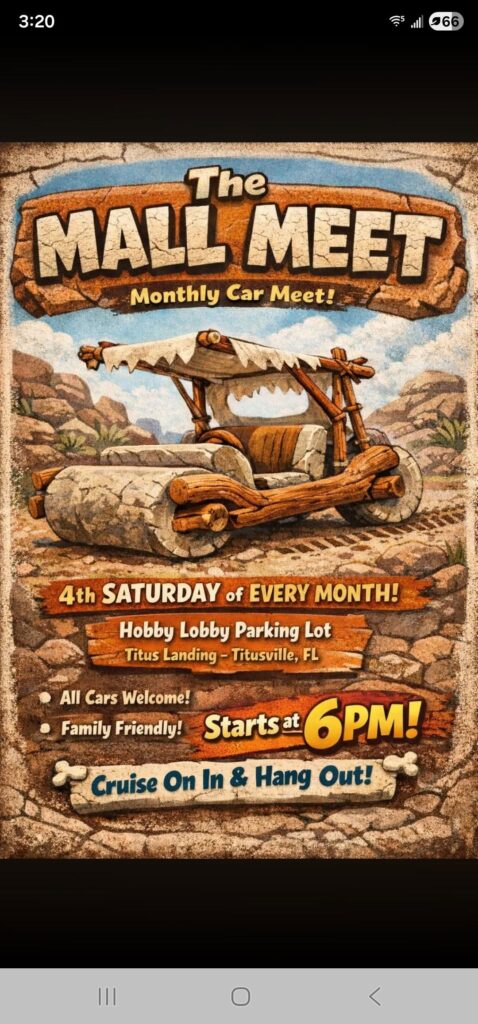 The Mall Meet Monthly Car Meet event at Hobby Lobby Parking Lot, Titus Landing in Titusville, FL on July 25, 2026
