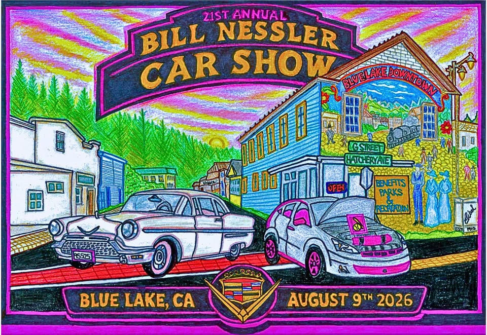21st Annual Bill Nessler Car Show event at Blue Lake Downtown in Blue Lake, CA on August 9, 2026