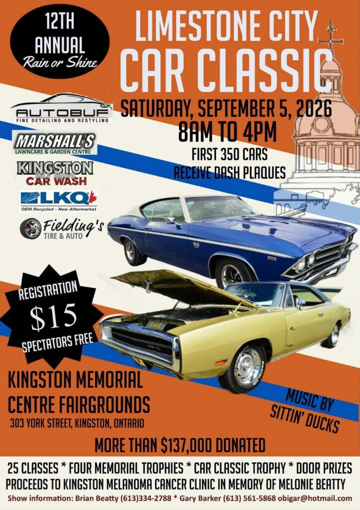 Limestone City Car Classic event at Kingston Memorial Centre Fairgrounds in Kingston, ON on September 5, 2026