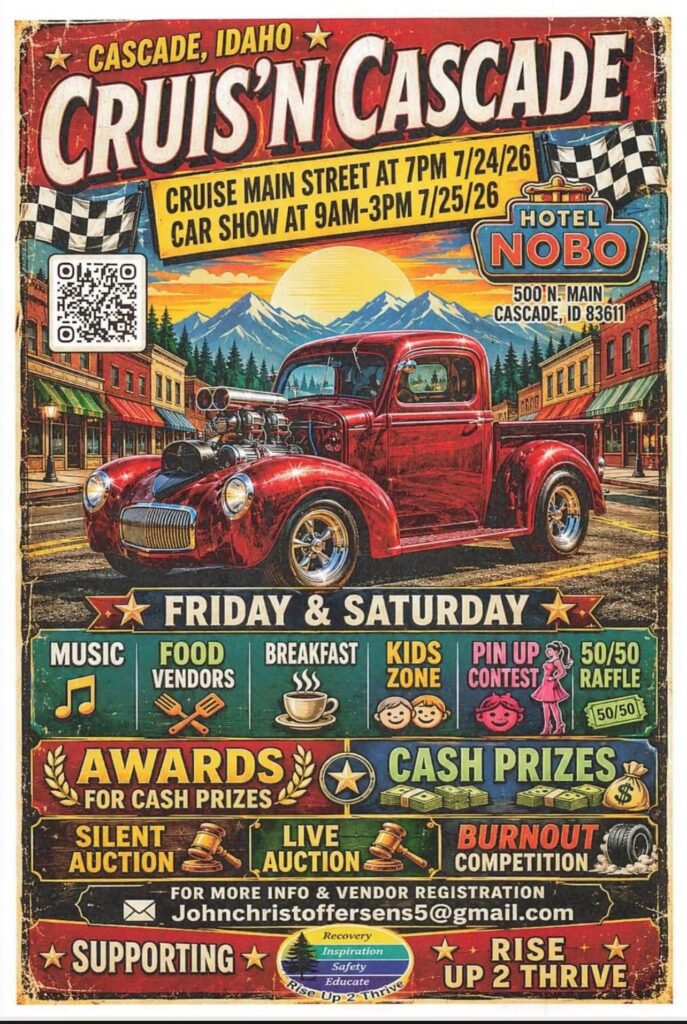Cruis'n Cascade event at Hotel NOBO in Cascade, ID on July 24, 2026