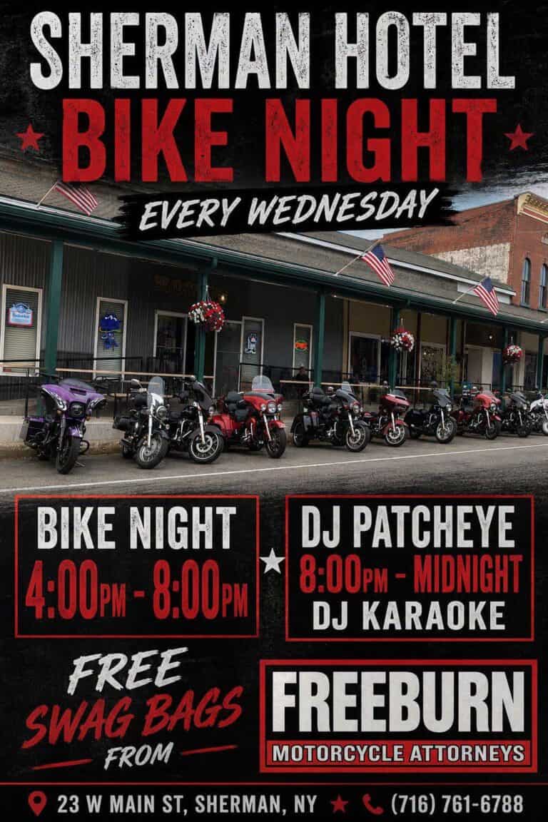 Sherman Hotel Bike Night car show in Sherman, NY