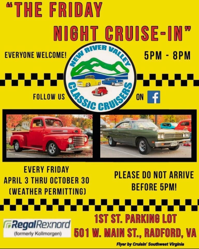 New River Valley Classic Cruisers Friday Night Cruise-In car show in Radford, VA