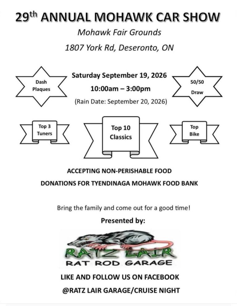 29th Annual Mohawk Car Show car show in Deseronto, ON