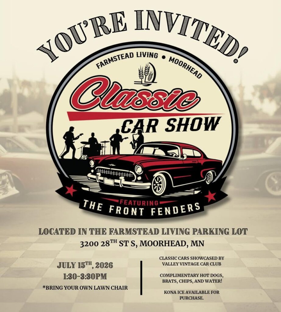 Farmstead Living Moorhead Classic Car Show event at Farmstead Living in Moorhead, MN on July 15, 2026