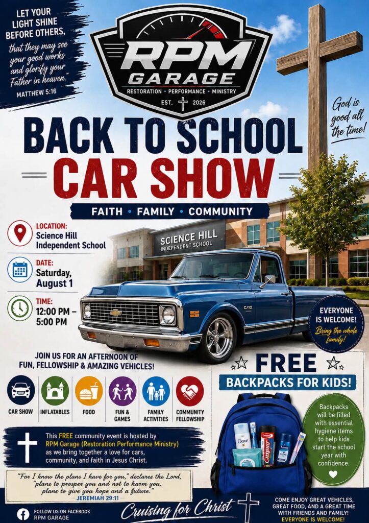 RPM Garage Back to School Car Show event at Science Hill Independent School in Science Hill, KY on August 1, 2026