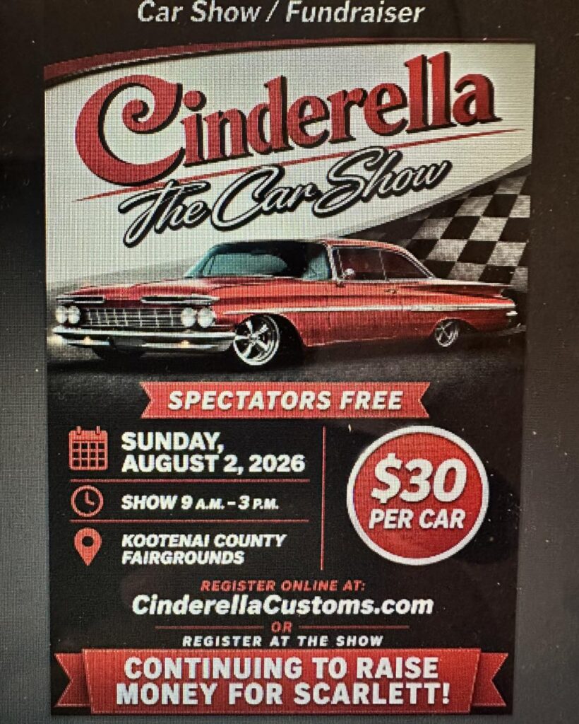 Cinderella Customs the Car Show event at Kootenai County Fairgrounds in Coeur d'Alene, ID on August 2, 2026