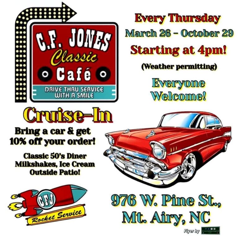 G.F. Jones Classic Cafe Cruise-In car show in Mt. Airy, NC