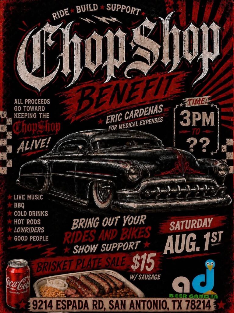 Chop Shop Benefit for Eric Cardenas event at Chop Shop in San Antonio, TX on August 1, 2026