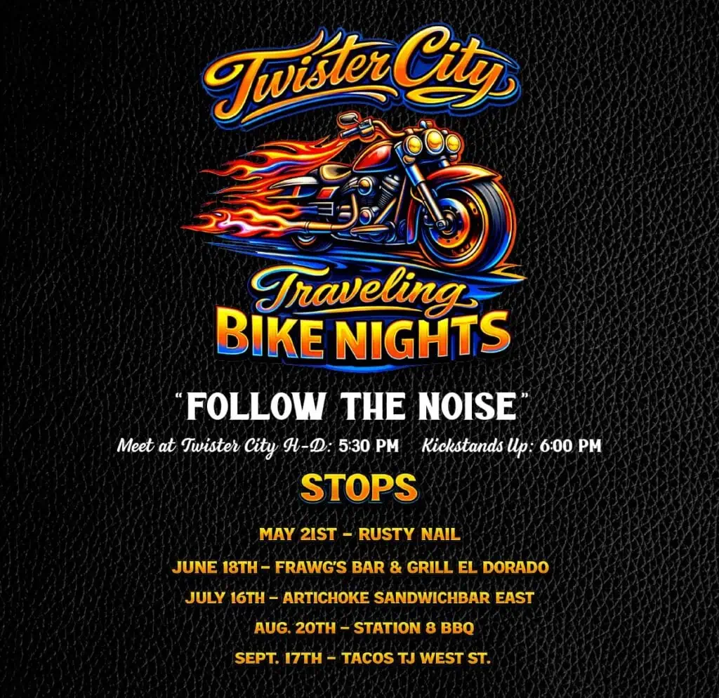 Twister City Traveling Bike Nights event at Twister City Harley-Davidson in Wichita, KS on July 16, 2026