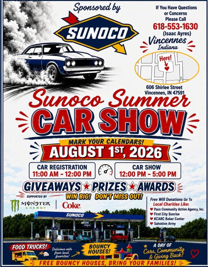 Sunoco Summer Car Show event at Sunoco in Vincennes, IN on August 1, 2026