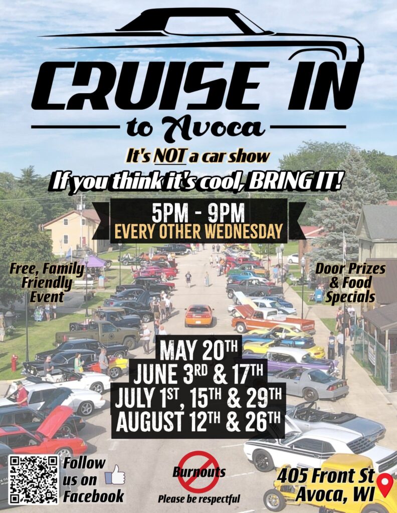 Avoca Cruise in event at 405 Front St in Avoca, WI on July 15, 2026