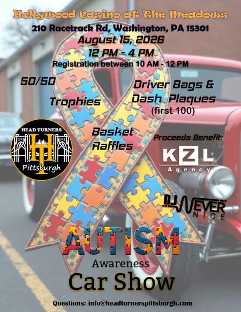 Head Turners Pittsburgh Autism Awareness Car Show event at Hollywood Casino at the Meadows in Washington, PA on August 15, 2026