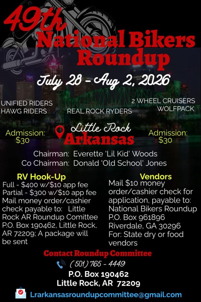49th National Bikers Roundup event at Arkansas State Fairgrounds in Little Rock, AR on July 28, 2026