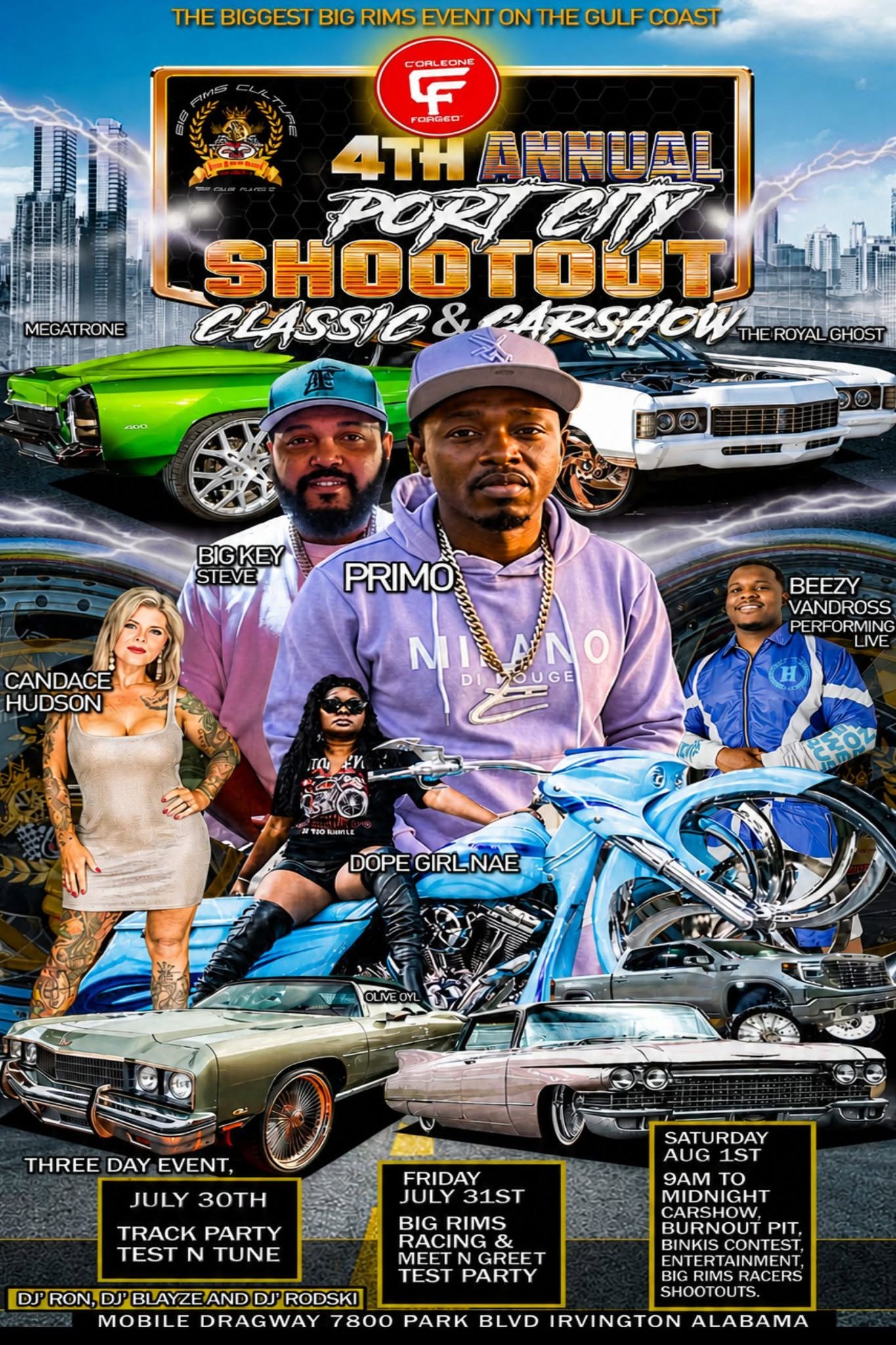4th Annual Port City Shootout Classic & Car Show event at Mobile Dragway in Irvington, AL on August 1, 2026