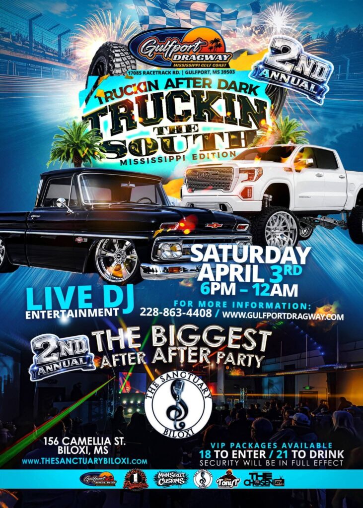 Gulfport Dragway Truckin After Dark 2nd Annual Mississippi Edition event at Gulfport Dragway in Gulfport, MS on August 7, 2026