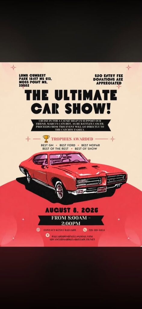 CNF-LOV the Ultimate Car Show event at Cumbest Park in Moss Point, MS on August 8, 2026