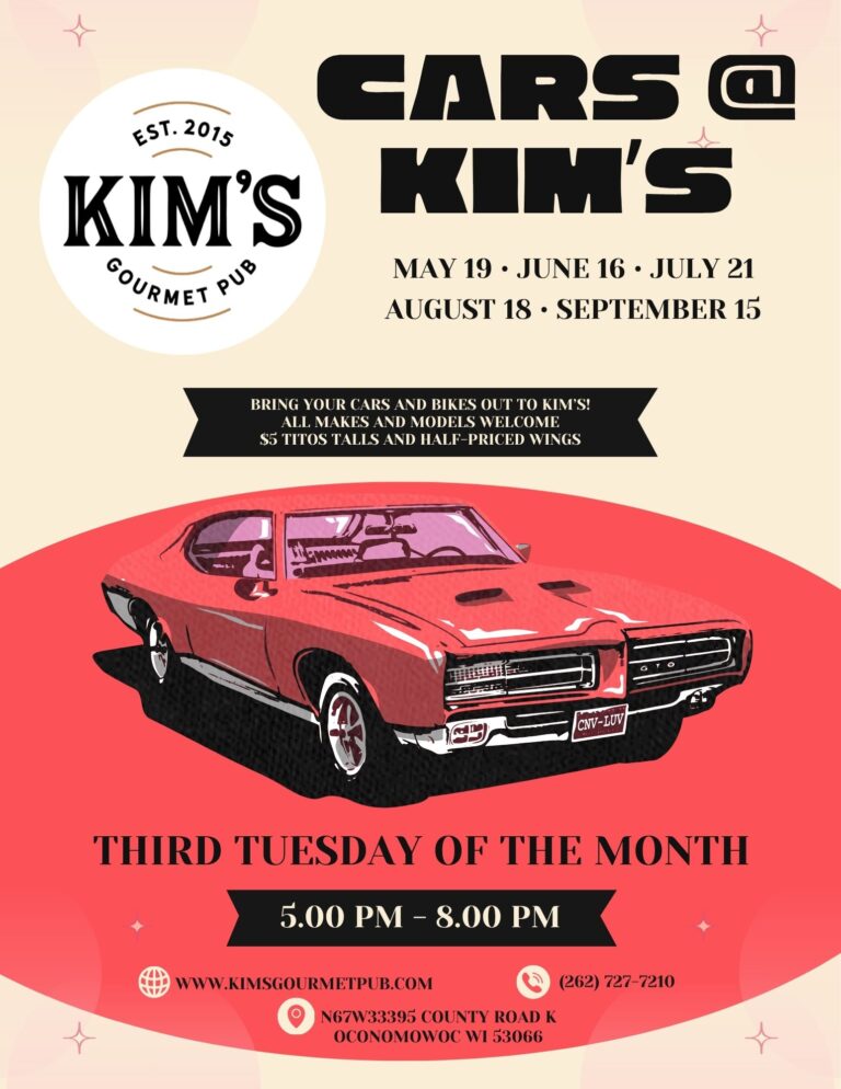 Kim’s Gourmet Pub Cars & Coffee car show in Oconomowoc, WI