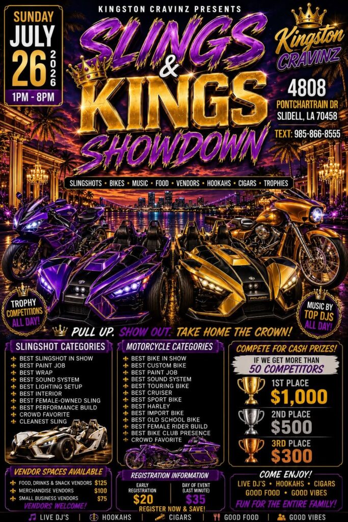 Kingston Cravinz Kings Showdown Slings event at Kingston Cravinz in Slidell, LA on July 26, 2026