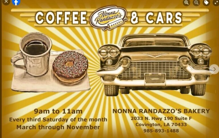 Nonna Randazzo’s Bakery Coffee Bakery & Cars car show in Covington, LA