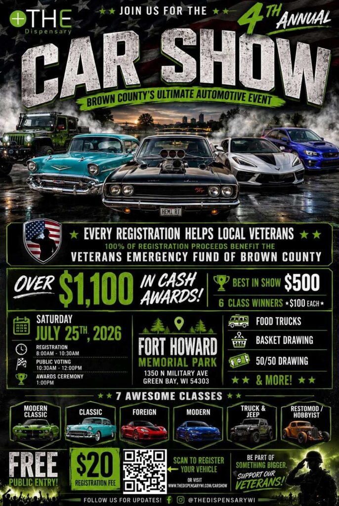The Dispensary 4th Annual Brown County's Ultimate Automotive Event event at Fort Howard Memorial Park in Green Bay, WI on July 25, 2026