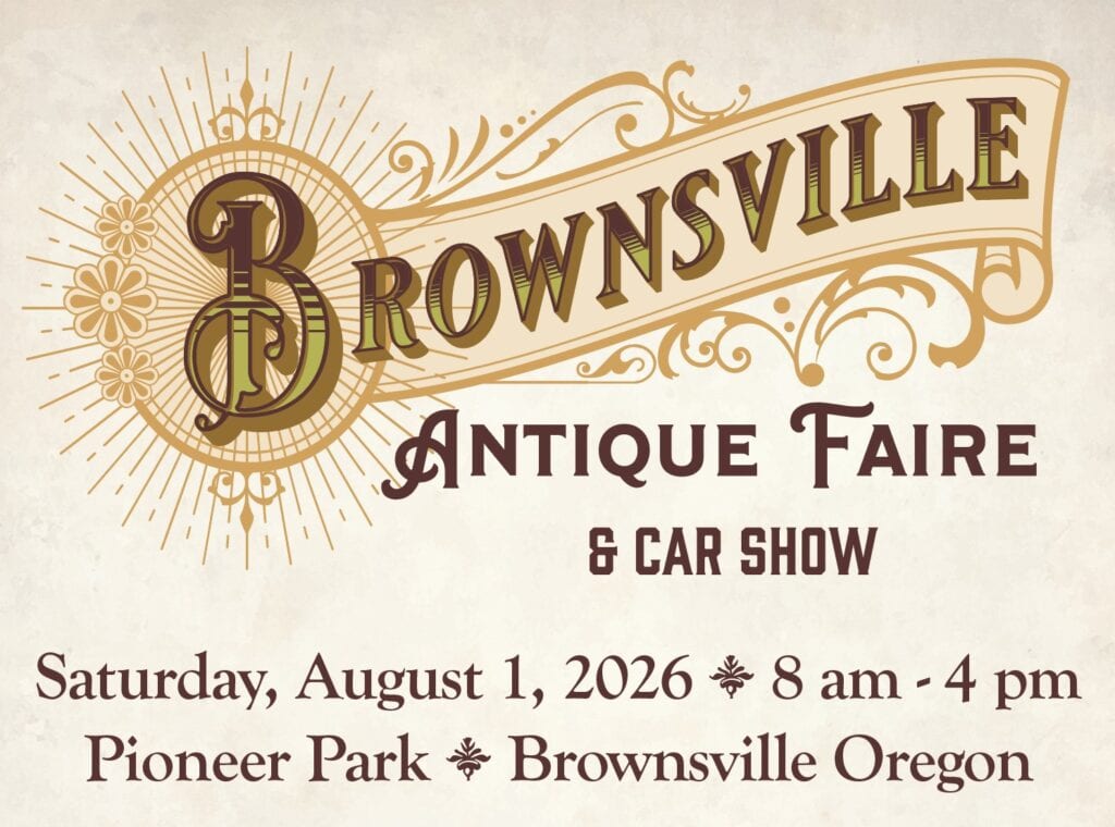 Brownsville Antique Faire & Car Show event at Pioneer Park in Brownsville, OR on August 1, 2026